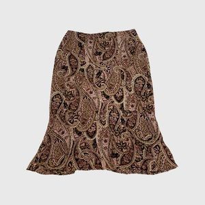 Jacob Paisley Midi Skirt in Pink and Brown